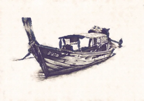 Deniz ya da okyanus sanat illüstrasyon gemi