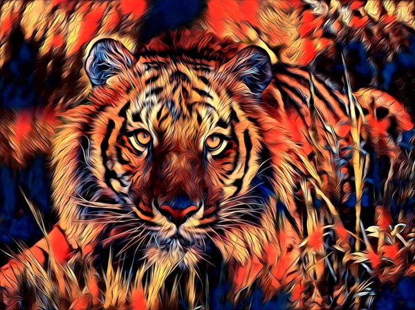 Tigre arte illustrazione colore — Foto Stock