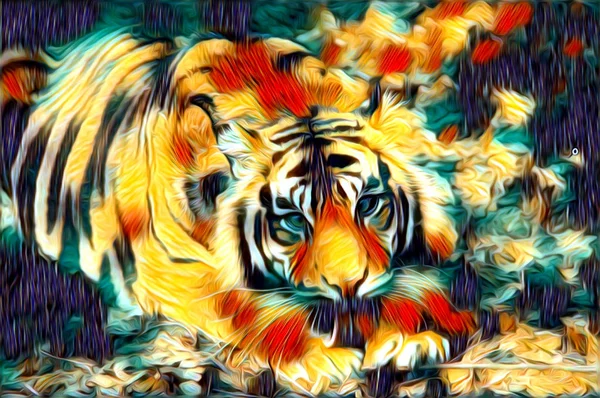 Tiger Kunst Illustration Farbe — Stockfoto