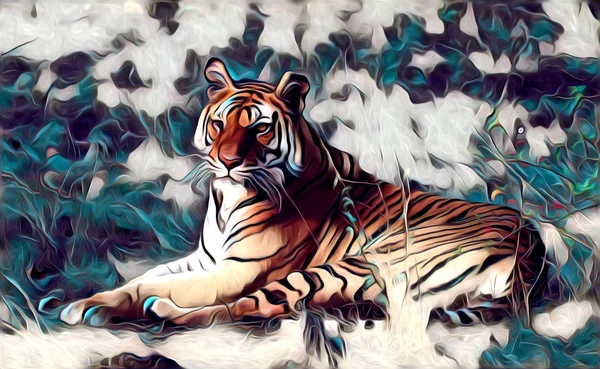 Цвет иллюстрации тигра — стоковое фото