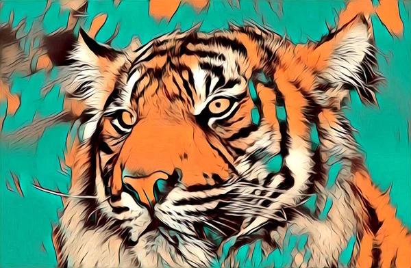 Tigre arte ilustração cor — Fotografia de Stock