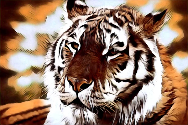 Warna ilustrasi seni harimau — Stok Foto