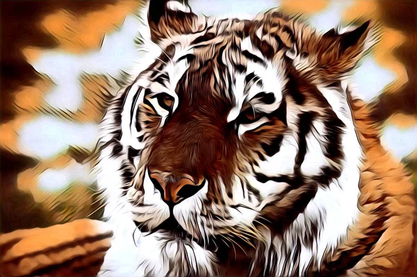 Tigre arte illustrazione colore — Foto Stock