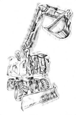 Ekskavatör illüstrasyon izole renk sanat eseri