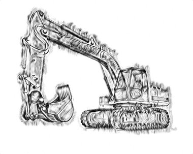Ekskavatör illüstrasyon izole renk sanat eseri