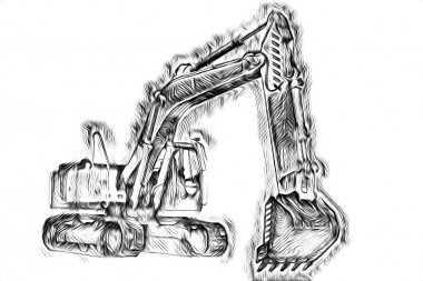 Ekskavatör illüstrasyon izole renk sanat eseri