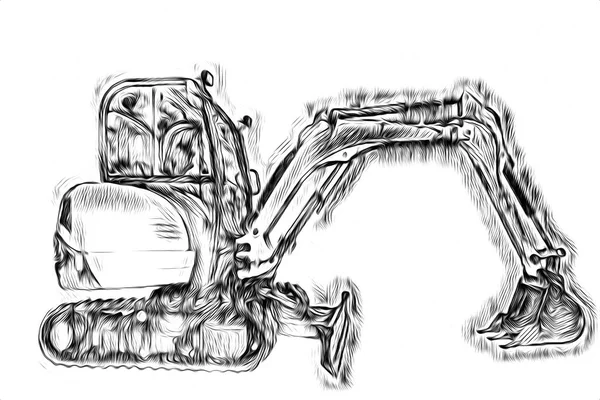 Excavator Illustration Color Isolated Art Work — Stock Photo, Image