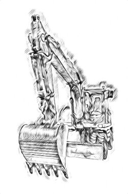 Ekskavatör illüstrasyon izole renk sanat eseri