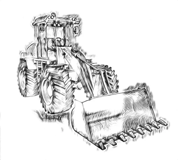 Ekskavatör illüstrasyon izole renk sanat eseri