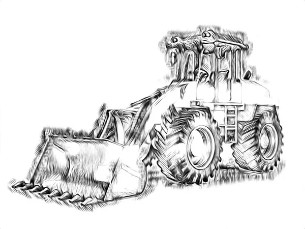 Ekskavatör illüstrasyon izole renk sanat eseri