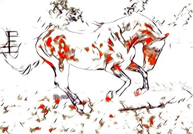 serbest el at Sanat illüstrasyon boya