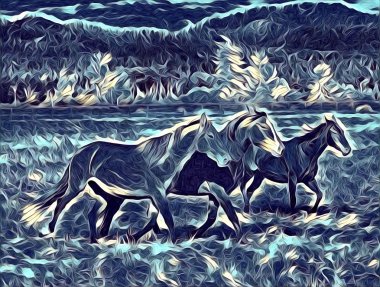 serbest el at Sanat illüstrasyon boya