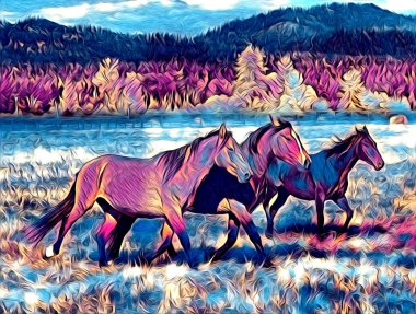 serbest el at Sanat illüstrasyon boya