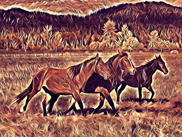 Freehand Horse Art Illustration Paint — Stock Photo, Image