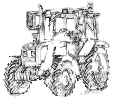 Tarım traktörü illüstrasyon sanatı