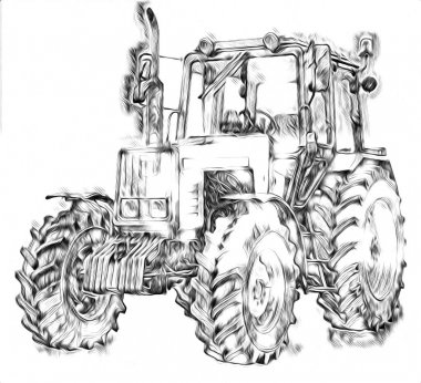 Tarım traktörü illüstrasyon sanatı