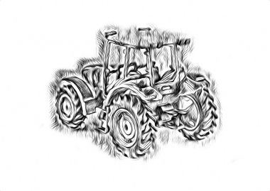 Tarım traktörü illüstrasyon sanatı