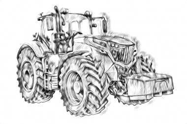 Tarım traktörü illüstrasyon sanatı