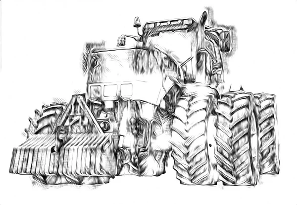 Jordbrukstraktor Illustration Färg Konst — Stockfoto