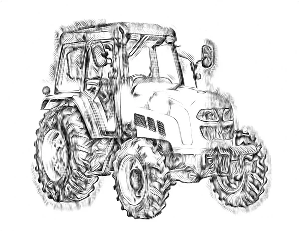 Tracteur Agricole Illustration Couleur Art — Photo