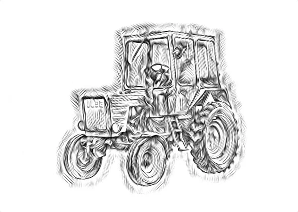 Agricultural Tractor Illustration Color Art — Stock Photo, Image