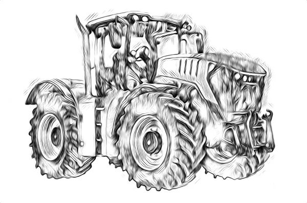 農業用トラクターイラストカラーアート — ストック写真