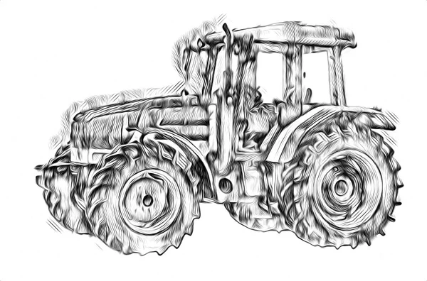 Agricultural Tractor Illustration Color Art — Stock Photo, Image