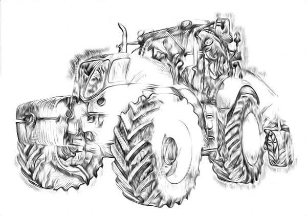 Landwirtschaftliche Traktor Illustration Farbe Kunst — Stockfoto