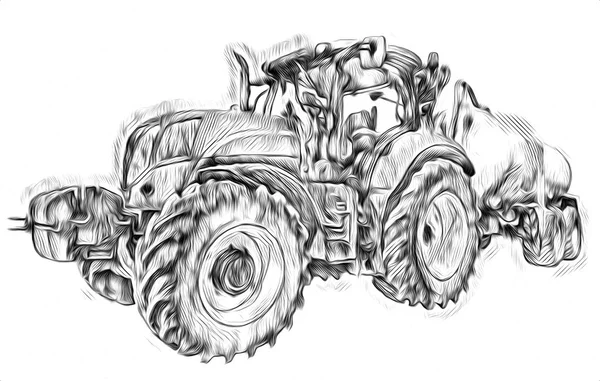 Tracteur Agricole Illustration Couleur Art — Photo