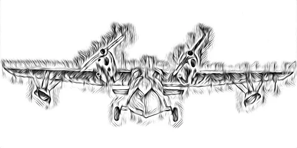 飛行機のレトロなヴィンテージのアート イラスト — ストック写真