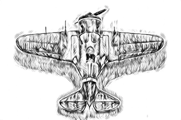 飞机复古老式艺术插图 — 图库照片