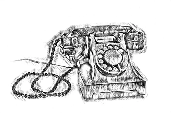 Arte Dibujo Retro Teléfono Antiguo —  Fotos de Stock