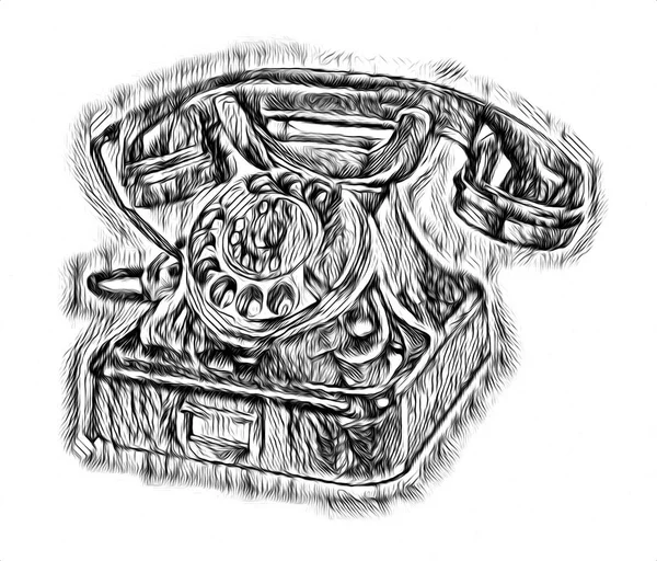 Ретро Рисунок Старинных Телефонов — стоковое фото
