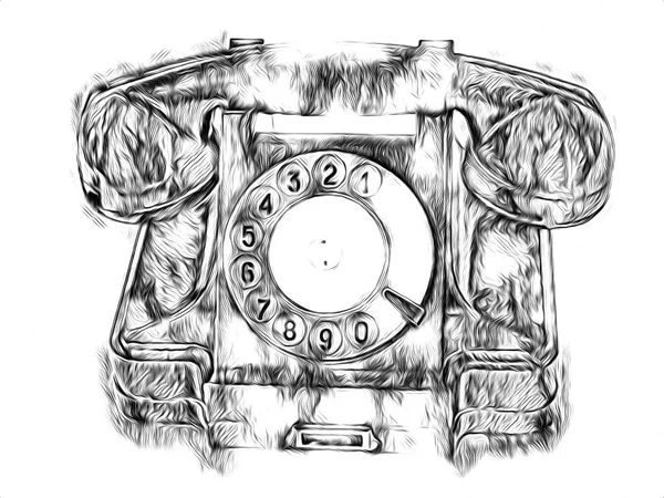 Arte Dibujo Retro Teléfono Antiguo — Foto de Stock