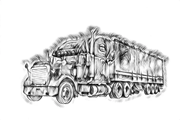 American Truck Ilustración Arte Aislado — Foto de Stock
