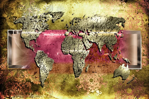 World Map Paint Design Art Illustration — Stock Photo, Image