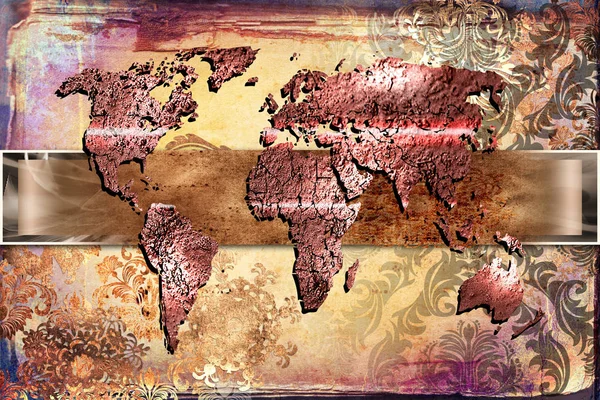 World Map Paint Design Art Illustration — Stock Photo, Image