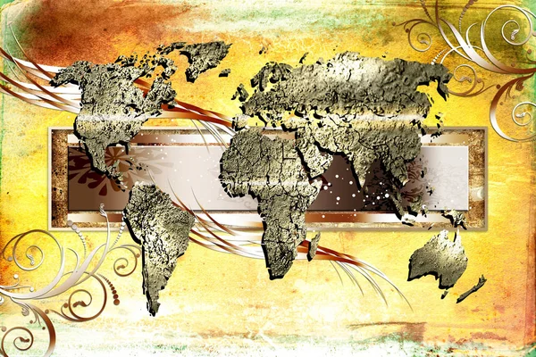 Dünya Harita Boya Sanat Tasarlamak — Stok fotoğraf