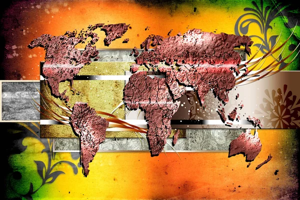 World Map Paint Design Art Illustration — Stock Photo, Image