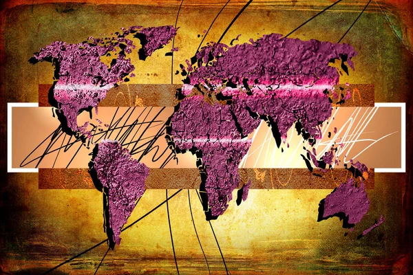 World map paint design art illustration