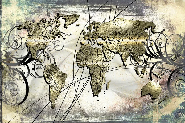 World Map Paint Design Art Illustration — Stock Photo, Image