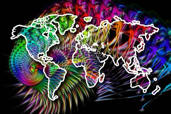 Världen Karta Färg Design Konst — Stockfoto