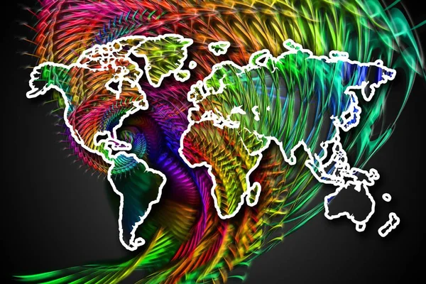 Sztuka Projektowania Farba Mapę Świata — Zdjęcie stockowe