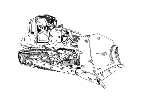 Grävmaskinsillustration Isolerat Konstverk — Stockfoto