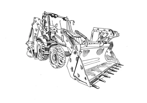 Excavator Illustration Isolated Art Work — Stock Photo, Image