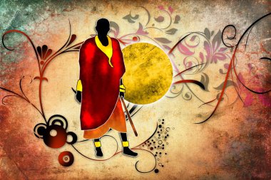 Afrikalı etnik retro-klasik illüstrasyon