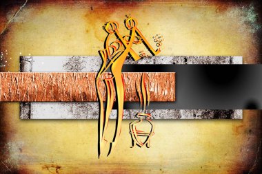 Afrikalı etnik retro-klasik illüstrasyon