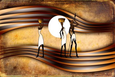 Afrikalı etnik retro-klasik illüstrasyon