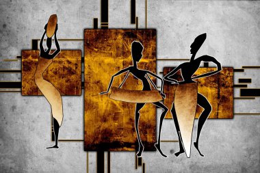 Afrikalı etnik retro-klasik illüstrasyon