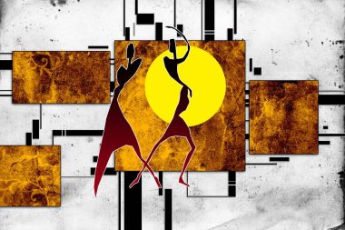 Afrikalı etnik retro-klasik illüstrasyon